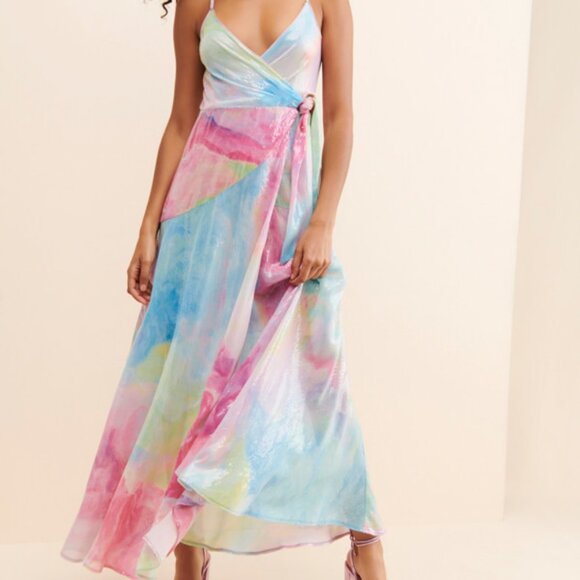 NEW HUTCH Alden Rainbow Sequin Anthropologie TRUE WRAP Maxi Dress 13M7 - Picture 7 of 12
